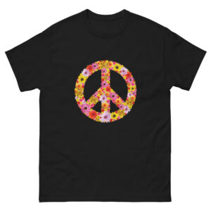 Paz y Amor con Flores de colores | Camiseta clásica unisex